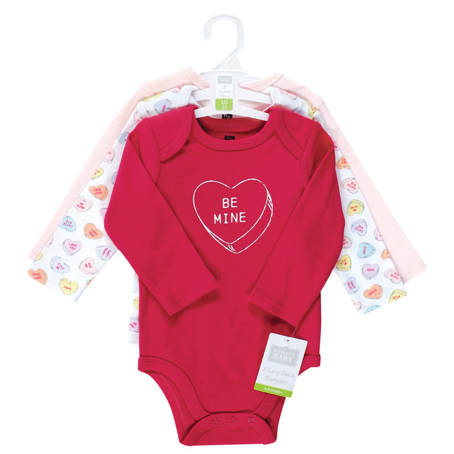 Hudson Baby unisex-baby Cotton Long-sleeve Bodysuits, Be Mine Valentine, 9-12 Months