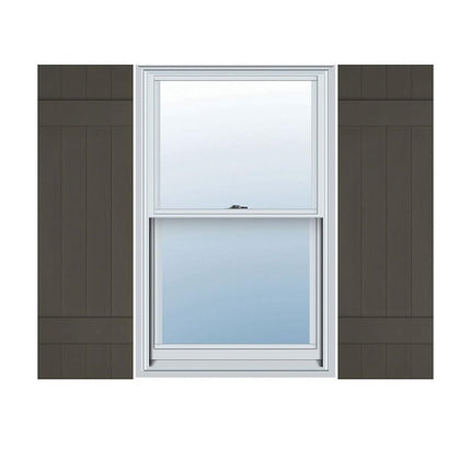 Ekena Millwork 14"W x 27"H Lifetime Vinyl, TailorMade Four Board Joined (2 Batten), Board-n-Batten Shutters, w/Shutter-Loks (Per Pair), Musket Brown