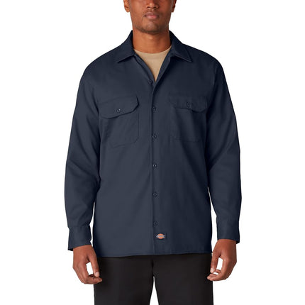 Dickies Men's Work Regular Fit Long Sleeve Casual Shirt, Blue (Dark Navy), XX-Large
