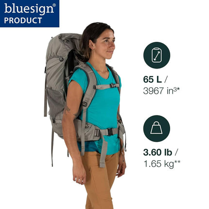Osprey Renn Women's Backpacking Pack, 65L, Cascade Blue/Melon Orange