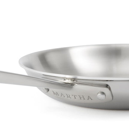 Martha Stewart Martha Sartén salteadora de acero inoxidable de triple capa de 25 cm