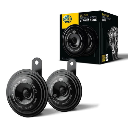 HELLA 002768821 Black 92mm 24V Disc Horn Kit (Universal Fit)