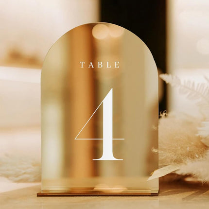 JINMURY Gold Mirror Arch Table Numbers for Wedding, 30 Pack 5x7" Gold Mirror Arch Acrylic Signs with Stand Acrylic Table Numbers 1-30, Perfect for Wedding Reception