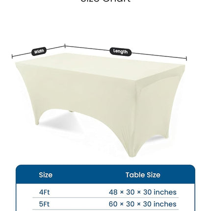 Utopia Kitchen Lot de 2 nappes rectangulaires en Spandex ivoire de 1,2 m - Ajustées, lavables, résistantes aux plis, extensibles - Pour foires commerciales, mariages, fêtes - 122 x 76 x 76 cm