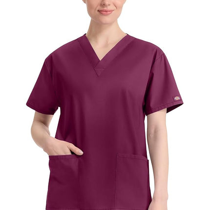 Dickies Women's medical scrubs shirts, Wine, L UK