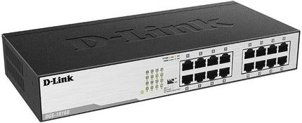 D-Link DGS-1016D 16-Port Green Ethernet Copper Gigabit Switch, Hub, Internet Splitter, Metal, Fanless, Plug and Play - UK Model, black DGS-1016D