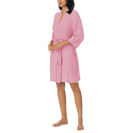 Nautica Robe de chambre douce pour femme - Longueur au-dessus du genou, manches 3/4, légère - Vêtement de nuit et de détente en jersey de coton, Rose chiné, M