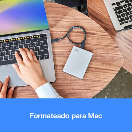 WD 5TB My Passport Ultra for Mac, portable external hard drive, USB-C, Mac Compatible, portable external storage, software with defense against ransomware, backup and password protection, Silver