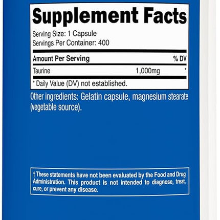 Nutricost Taurine 1000mg, 400 Capsules