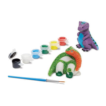 Melissa & Doug Created by Me! Dinosaur Figurines Craft Kit (2 Resin Dinosaurs, 6 Paints, Paintbrush) Dino Painting Kit for Kids