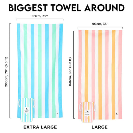 Dock & Bay Beach Towel - Quick Dry, Sand Free - Compact, Lightweight - 100% Recycled - Includes Bag - Summer - Rainbow Skies - Large (160x90cm, 63x35)