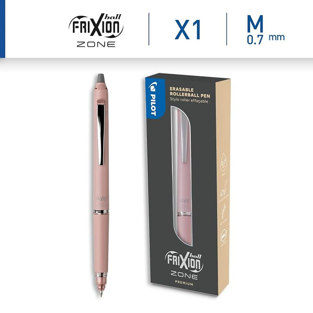 PILOT - FriXion Ball Zone Pink Retractable Erasable Pen - Medium 0.7mm Tip - 1 x Black Ink Pen in Gift Box