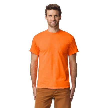 Gildan Mens DryBlend Workwear T-Shirts with Pocket, 2-Pack, Safety Orange, Large