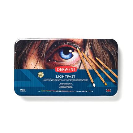 Derwent Lightfast Pencils Set Of 72 In Tin, 4mm Round Core, Premium Core Strength, Creamy Texture, Ideal For Fine Art Drawing & Colouring, Professional Quality, 2302722