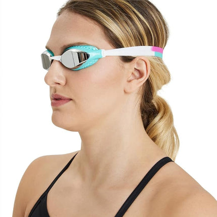 ARENA Cobra Core Swipe Mirror Unisex Adult Racing Swimming Goggles, Swimming Pool Goggles with Curved Mirror Lenses, Anti-Fog, UV Protection, 5 Interchangeable Nose Bridges