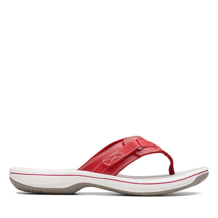Clarks Women's Breeze Sea Flip Flop, New Red Synthetic, 7.5 UK M