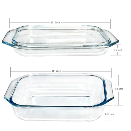 Small 1.4-QT Tempered Glass Casserole Dish with Lid, Rectangular Clear Glass Casserole Bakeware with Glass Lid