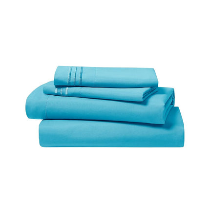Clara Clark Bed Sheets, Premier 1800 Series 4 Piece Bed Sheet Set, Deep Pocket, Wrinkle, Fade, Stain Resistant, Luxury Soft Bedding Sheets & Pillowcases, Split King, Beach Blue