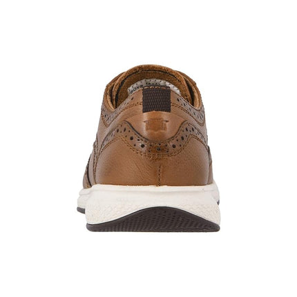 Florsheim Chaussures basses à lacets Lakes Jr. pour homme, bout golf, cuir fraisé cognac/semelle blanche, 11 UK enfant