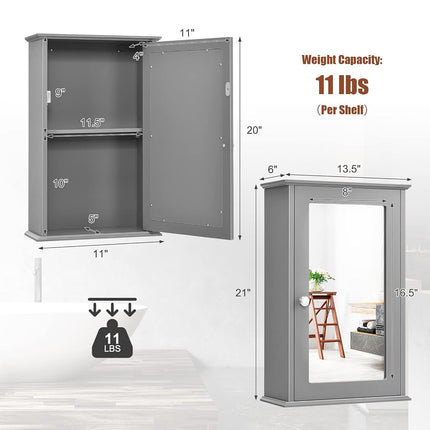 hysache Medicine Cabinet, Large, Grey