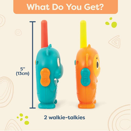 B. toys Hippo & Monkey Walkie-Talkies, 2-Pack Press-to-Talk Set, Activity