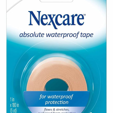 Nexcare Absolute Waterproof Tape 1 Inch x 5 Yards (Pack of 7 Rolls) – Latex-Free Breathable Medical Tape for First Aid, Flexible Foam Adhesive Bandage Tape for Wound Care, Sports & Active Use