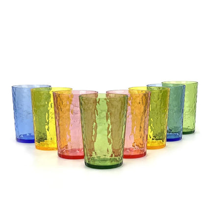 Yanglonghui 24-Ounce Plastic Tumblers (Set of 8), Reusable Plastic Mugs, BPA-Free Acrylic to Drink Mugs, Shatter Resistant, Textured Interior, Dishwasher Safe (Multi Color, 15 Ounce)