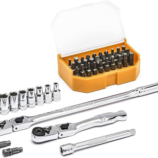 GearWrench 81032 1/4" Drive 6 Pt. Standard Slim Head Mechanics Tool Set, Metric, 45 Pc.
