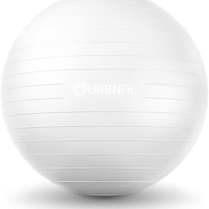 URBNFit Exercise Ball - Balance Balls (Ballon Exercice) Yoga, Pilates, Fitness, Stability, Workout, Home Fitness Equipment - Anti-Burst Swiss Ball Chair w/ Pump (85CM White)