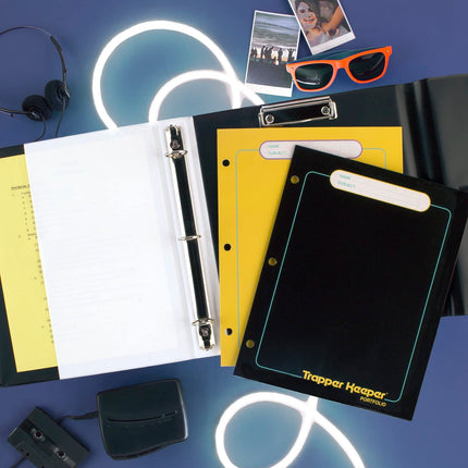 Mead Trapper Keeper Binder, Retro Design, 1" Binder Includes 2 Folders and Extra Pocket, Metal Rings and Spring Clip, Secure Storage, Glow, School Supplies (260038FM-ECM)