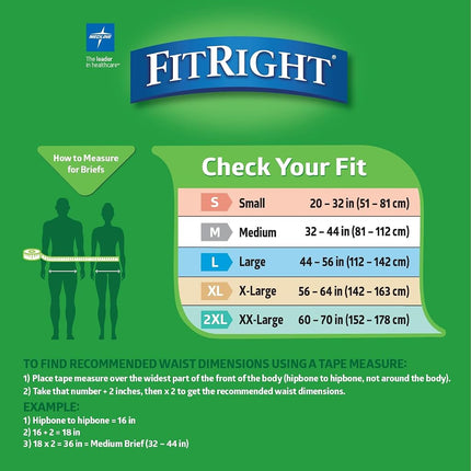 MEDLINE FITEXTRAXLG FITEXTRAXLGZ FitRight Extra Briefs (Pack of 20)