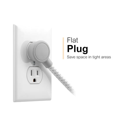 GE 7-Outlet Surge Protector Power Strip with USB, 2 USB-A, 4 Ft Braided Cord, Multi Plug Outlet Extender, Flat Plug, Charging Station, 2.4A, 1470 Joules, White/Gray, 81780
