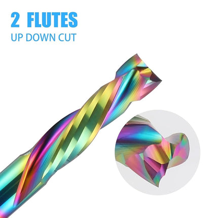 EU_HOZLY DLC Coating Up and Down Cutting 2 Flutes Spiral Carbide Router Tool CNC Router Compression Wood Shank 6mm Cutting Diameter 25mm CEL
