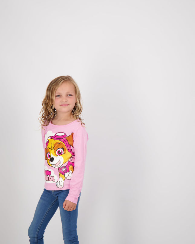 Nickelodeon Girl's 3-Pack Paw Patrol Long Sleeve Graphic Tee Shirt, Pink/Grey/Blue, 6