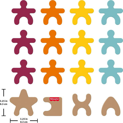 Fisher-Price Wood Montessori Toy Stacking Shapes, American Montessori Society Seal of Excellence, 16-Piece Wooden Learning Activity & Expert Play Tips for Kids Ages 2+ Years, JHC05