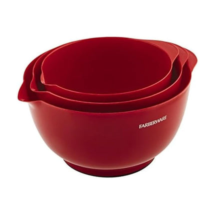 Farberware Classic Plastic Mixing Bowls, Red Set o