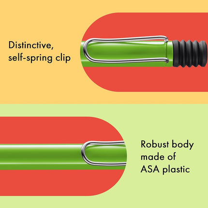 Lamy safari green - Ballpoint Pen with ergonomic grip & line width M - for pleasant long writing - made of robust ASA plastic – including large capacity refill M 16 in blue