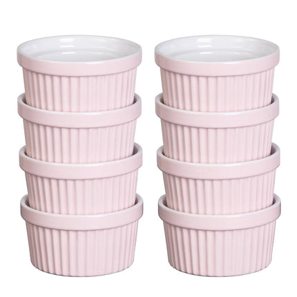 GAOMON Ramequines de 240 ml, juego de 8, cuencos de porcelana para soufflé, ramequines para crème brûlée para hornear, apilables