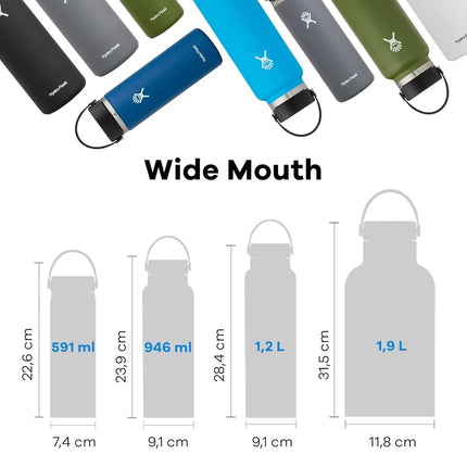 Hydro Flask - Water Bottle 709 ml (24 oz) - Vacuum Insulated Stainless Steel Water Bottle with Flex Straw Cap - BPA-Free - Wide Mouth - Cascade