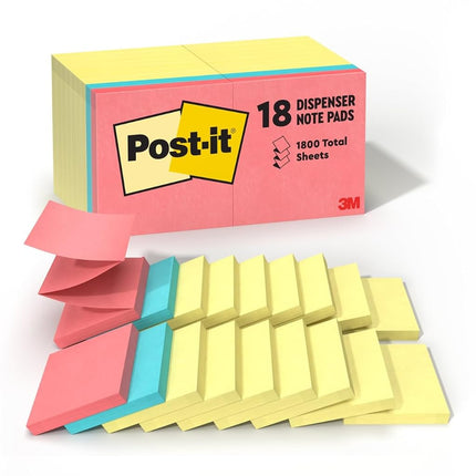 Bonus Pack Pop-Up Refills 3 x 3, Canary Yellow/AST., 100-Sheet 18/Pack