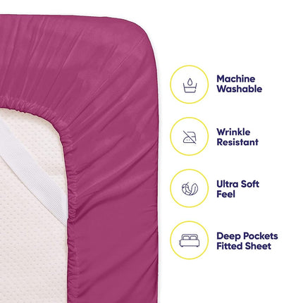 Sweet Home Collection Queen 6 Piece 1500 Supreme Collection Fine Brushed Microfiber Deep Pocket Queen Sheet Set Bedding - 2 Extra Pillow Cases, Berry