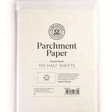 Hojas de Papel Pergamino Precortadas de Grado Profesional King Arthur para Hornear: 100 unidades, Antiadherentes, Reutilizables, Resistentes, Se ajustan a bandejas de 18 x 13 pulgadas, Recubiertas de Silicona, Suministros para Hornear Hechos en EE. UU.