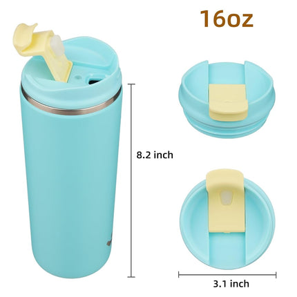 Konokyo 16oz Travel Coffee Mug with Lid, Insulated Stainless Tumbler