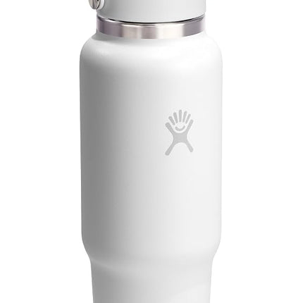 Hydro Flask Travel Water Bottle - Insulated Stainless Steel - Wide Straw Lid, Non Spill, Leakproof in 40 Oz Tonal White