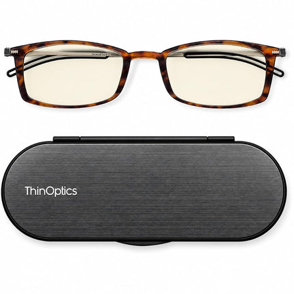 ThinOptics Blue Light Glasses 1.00, Tortoise Frame