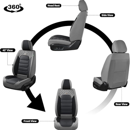 FLORICH Car Seat Covers, Leather Seat Covers, Front Seat Covers 2PCS,Waterproof Car Seat Protector, Auto Driver Seat Covers Accessories Fit for Most SUV Trucks(Gray&Black, Front Pair)