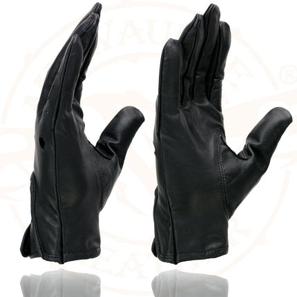 Milwaukee Leather Men's Perforated Gloves with Button Closure (Black, Medium)