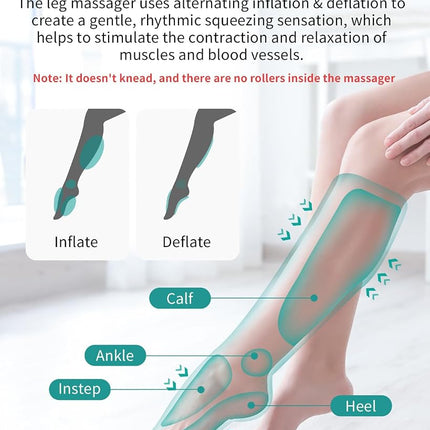 Masseur de jambes Nekteck avec compression d'air pour la circulation et la relaxation, appareil de massage des pieds et des mollets avec télécommande, 2 modes, 3 intensités, enveloppes de jambes réglables pour la maison et le bureau
