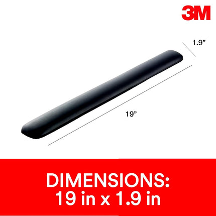 3M Gel Wrist Rest for Keyboard, 19 in x 1.9 in, Black