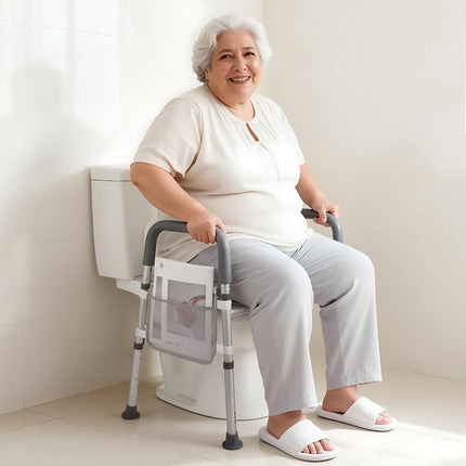 VEVOR Raised Toilet Seat with Arms, 181 kg Load Capacity, Adjustable Height and Width, Commode Cushion Padded Elevated Toilet Seat Riser with Handles for Seniors, Elderly, Handicap, Disabled, Adults